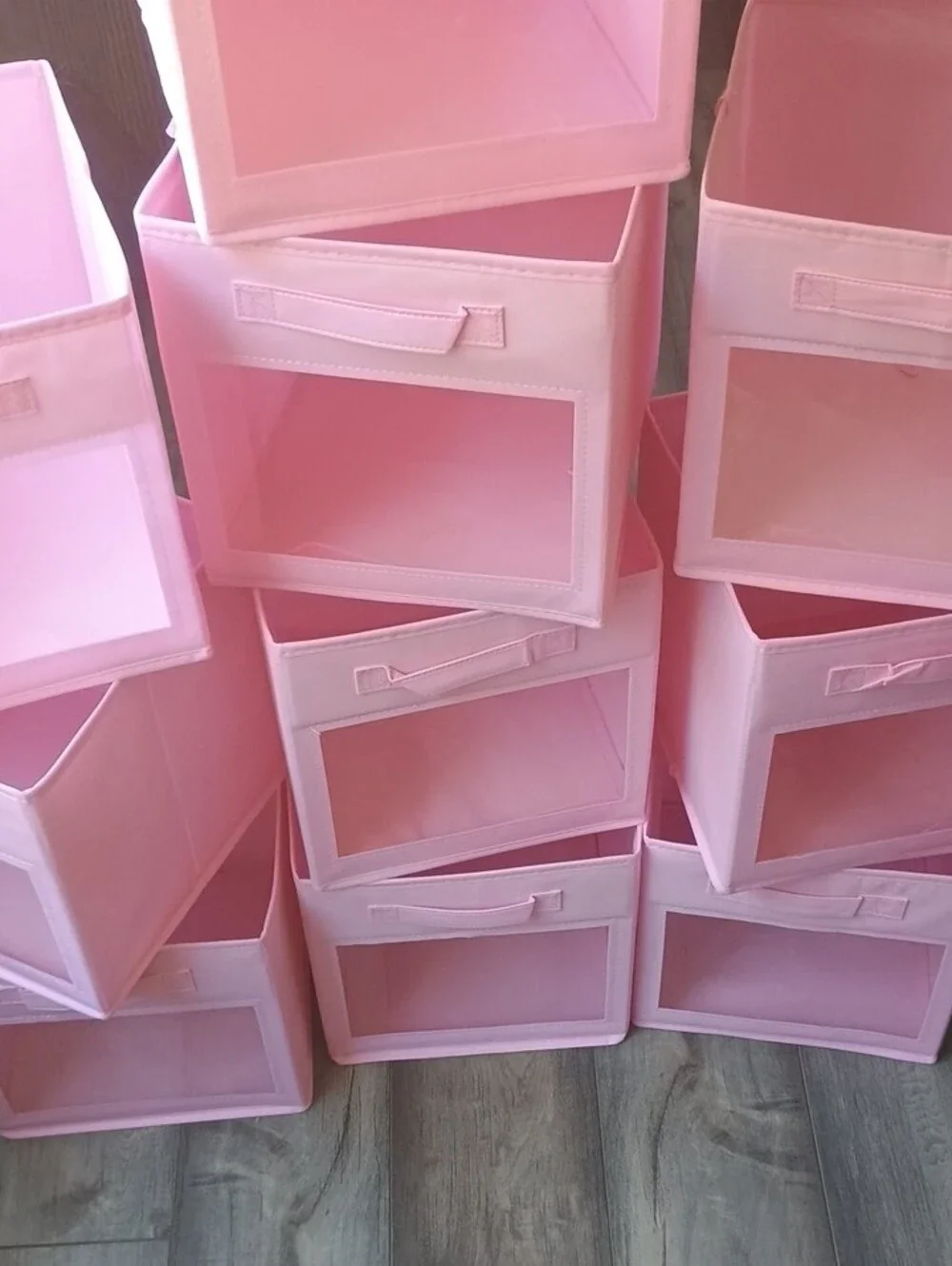 Pink Fabric Storage Bin Foldable  (Set Of 10)
